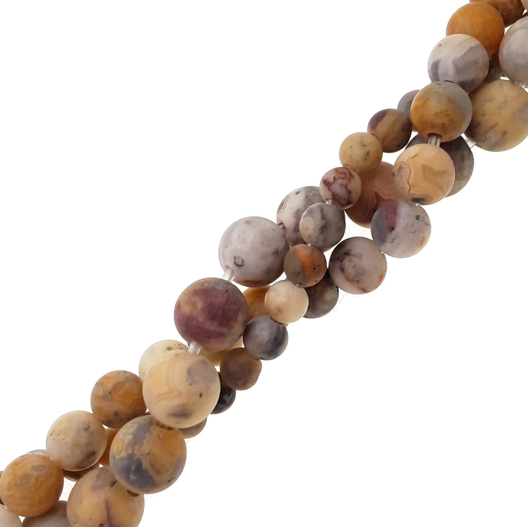 2.0mm Large Hole Yellow Crazy Lace Agate Matte Round Beads - 6mm 8mm 10mm 15.5 Inch Strand for Jewelry Making, DIY Crafts, Bracelets & Necklace Designs - Perfect for Beaders and Handmade Accessories
