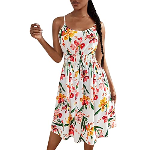 Floral Print Women's Maxi Dress - AWASWAE Sleeveless Spaghetti Strap Summer Dress for Plus Size, Beach Vacation & Casual Outings