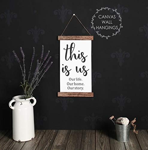This Is Us Wood & Canvas Wall Art - 9x15 Inch Family Quote Home Décor for Living Room, Bedroom & Nursery - Perfect Gift for Housewarming & Wedding