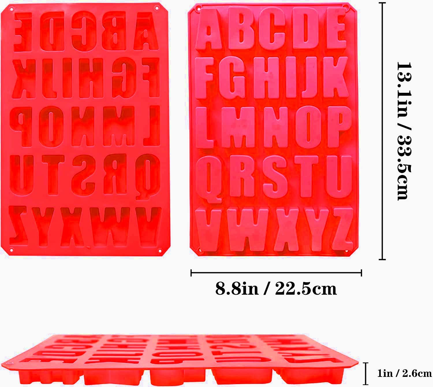 2 Pack Large Silicone Alphabet Letter Molds for Chocolate, Cake Decorating, Resin, Candy & Cookies - BPA Free, Oven Safe, Easy to Clean - Perfect for DIY Baking, Party Treats & Gift Making
