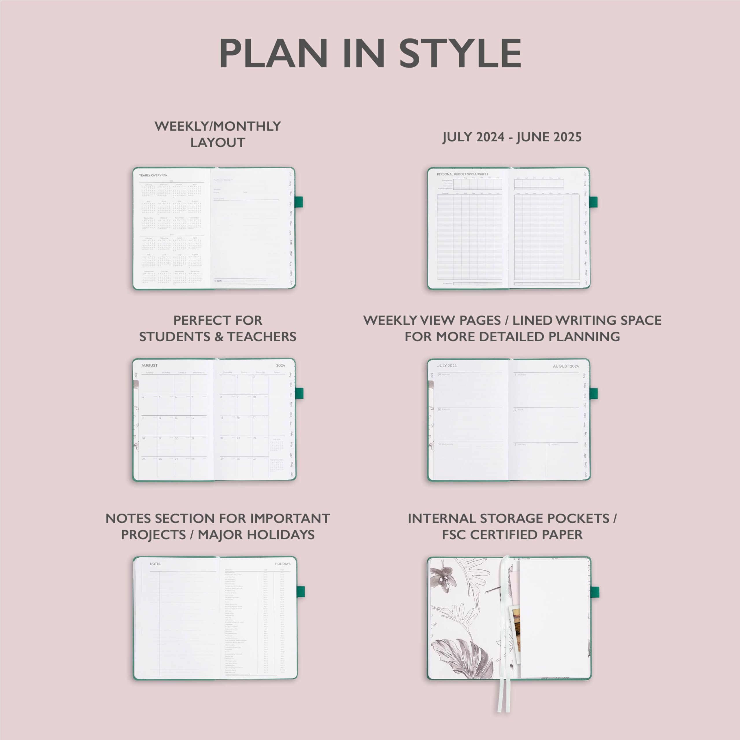 2024-2025 Academic Planner - Weekly & Monthly Organizer with Hard Cover, 5