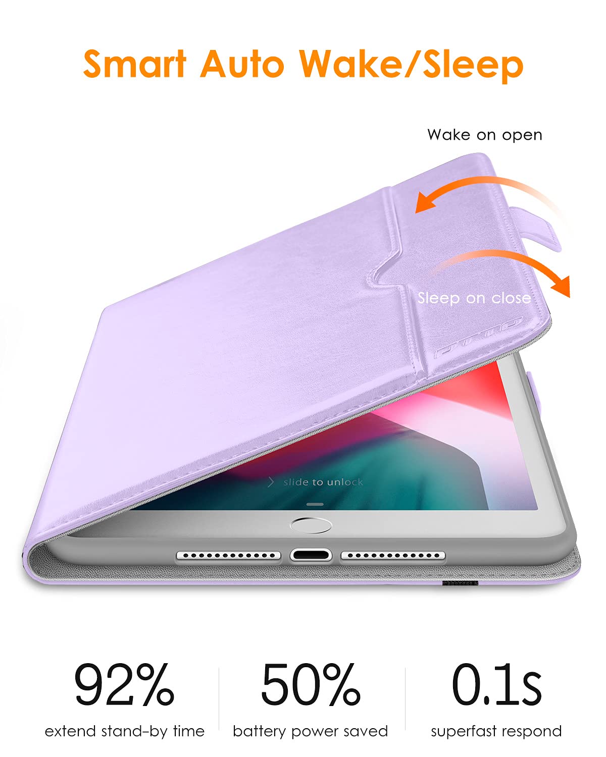 Premium Leather Folio Stand Cover Case for iPad 9.7 Inch (5th/6th Gen 2018/2017 & iPad Pro 9.7/Air 2/Air) with Apple Pencil Holder - Lavender | Slim Protective iPad Case for Work, School & Travel