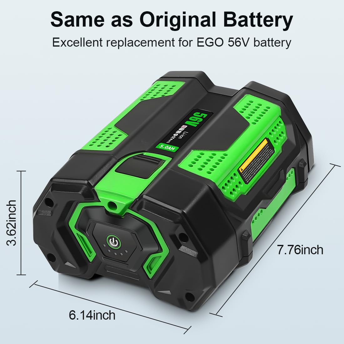 EGO 56V 5.0Ah Replacement Battery - Compatible with EGO Power+ Tools (Green) - Perfect for Lawn Mowers, String Trimmers & Leaf Blowers