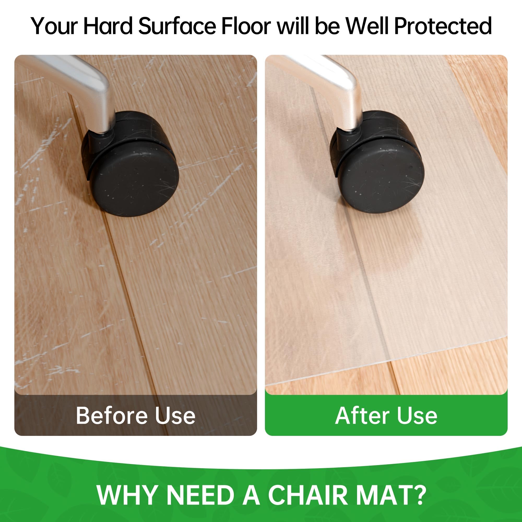 48 x 36 Inch Clear Office Chair Mat for Hardwood Floors - Heavy Duty Desk Chair Mat Protects Hard Floors, Smooth Gliding Surface for Rolling Chairs - Perfect for Home Office, Study Room & Workspace