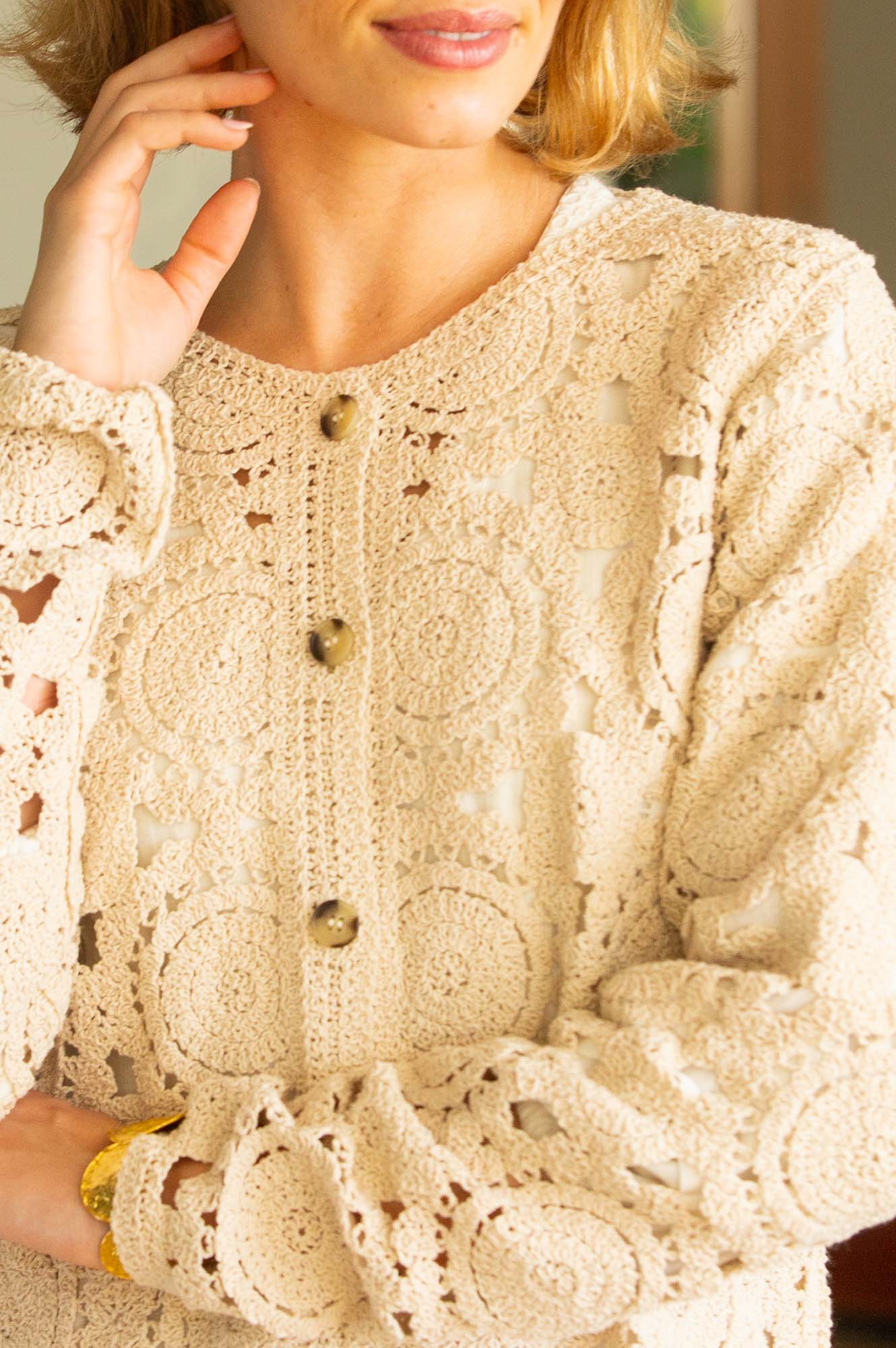 Chunky Knit Crochet Cardigan for Women - Soft Cream Open Front Sweater - Cozy Loungewear for Fall & Winter | Perfect for Casual Outfits, Coffee Dates, and Relaxing at Home
