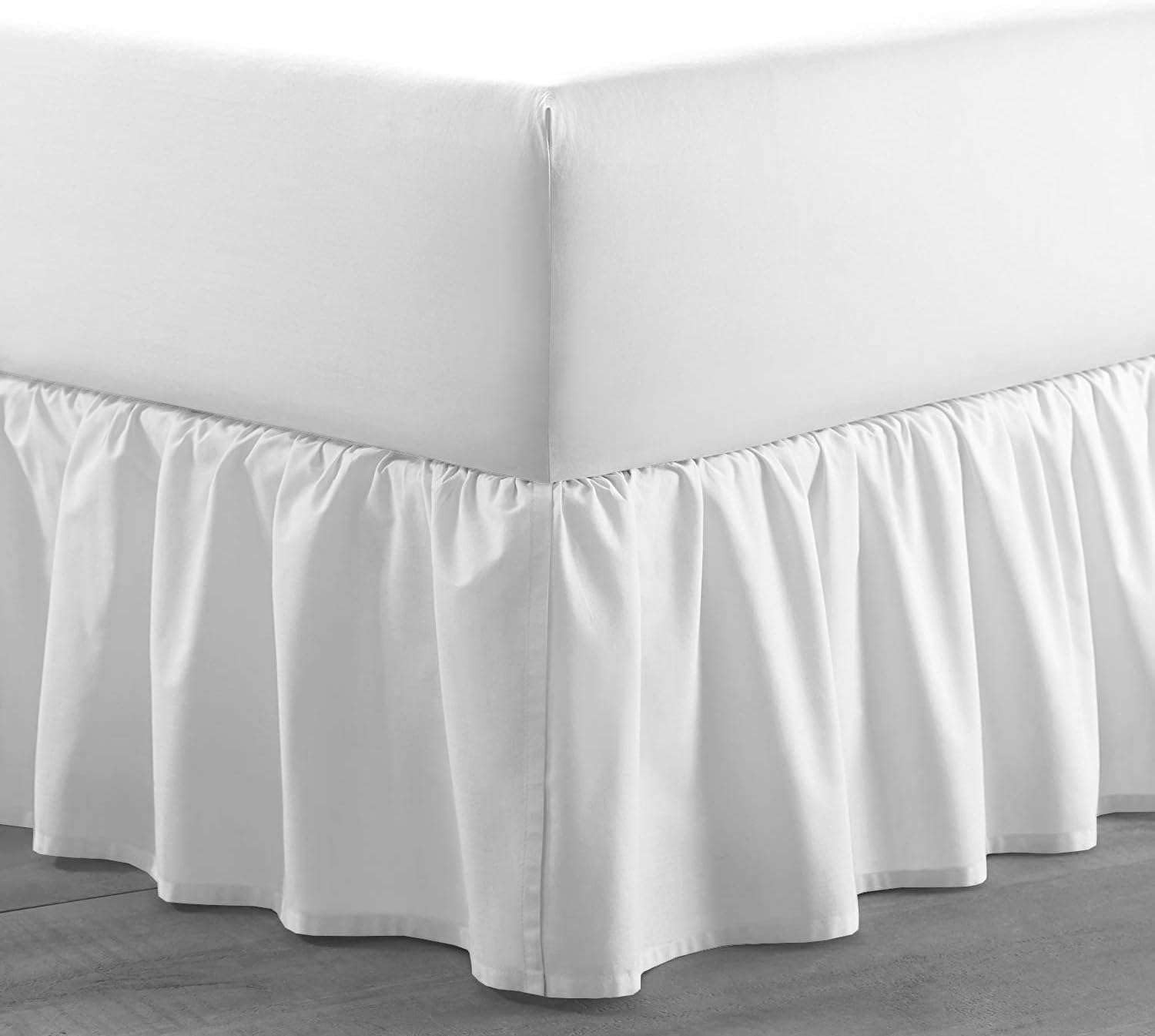 100% Microfiber Ruffled Bed Skirt with Split Corners - Soft, Sheen & Wrinkle-Free Gathered Dust Ruffle | 10 Inch Drop, 3-Sided Coverage | Perfect for Master Bedrooms, Guest Rooms & Luxury Hotels