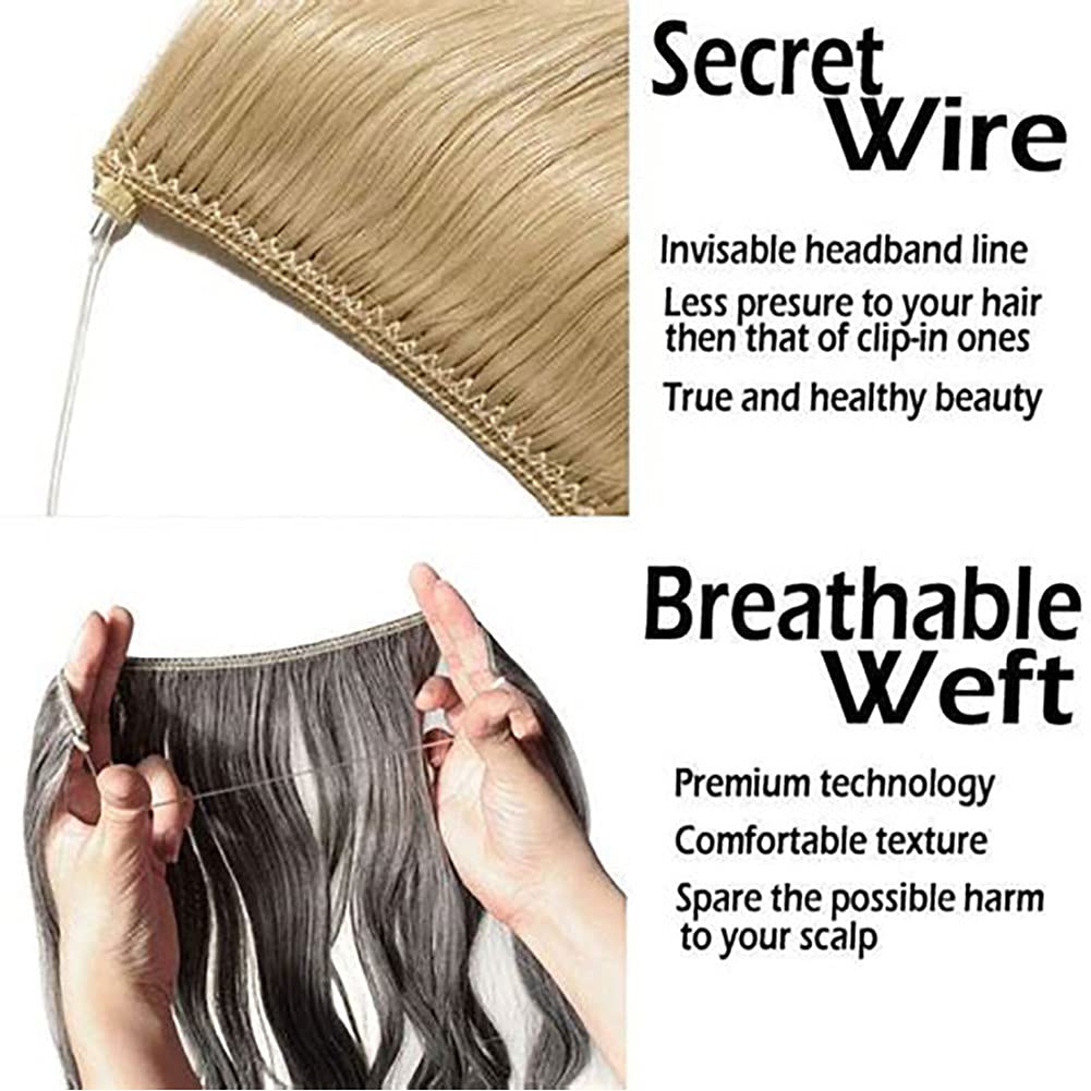 RemeeHi Micro Hair Extensions 100% Human Hair - Invisible Miracle Wire, One Piece Fish Line Hair Extensions for Women (120g, 26 Inch/25cm, 4# Medium Brown) - Perfect for Daily Wear, Parties & Special Occasions