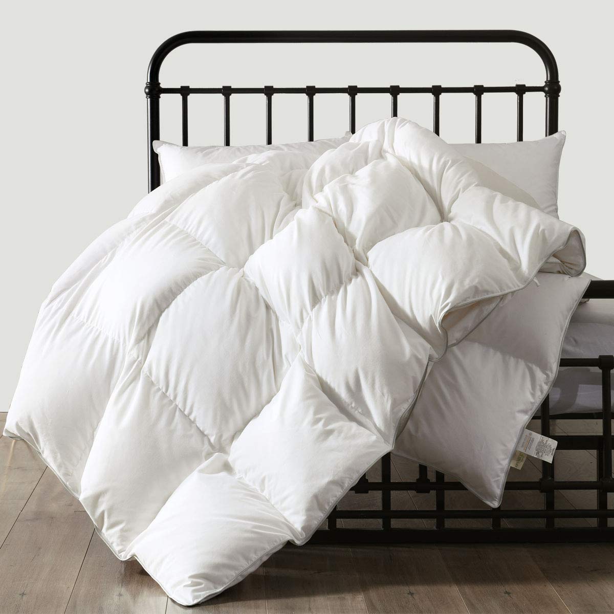 Luxury Oversized King Down Feather Comforter - Ultra Soft Hotel Collection All Season Fluffy Duvet Insert - 120x98 Inches White - Perfect for Bedroom, Guest Room & Luxury Hotel Decor