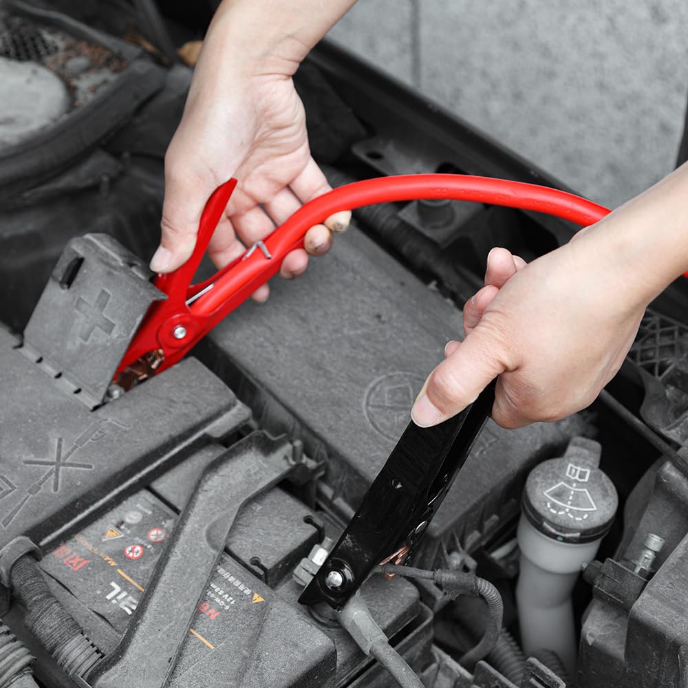 Heavy-Duty 6 Gauge Jumper Cables for Car Battery - Justin Case Smart Booster Cables with Conductor Wire & 365 Days Roadside Assistance - Perfect for Emergency Car Jump Starts, Roadside Breakdowns, and Winter Weather Preparedness