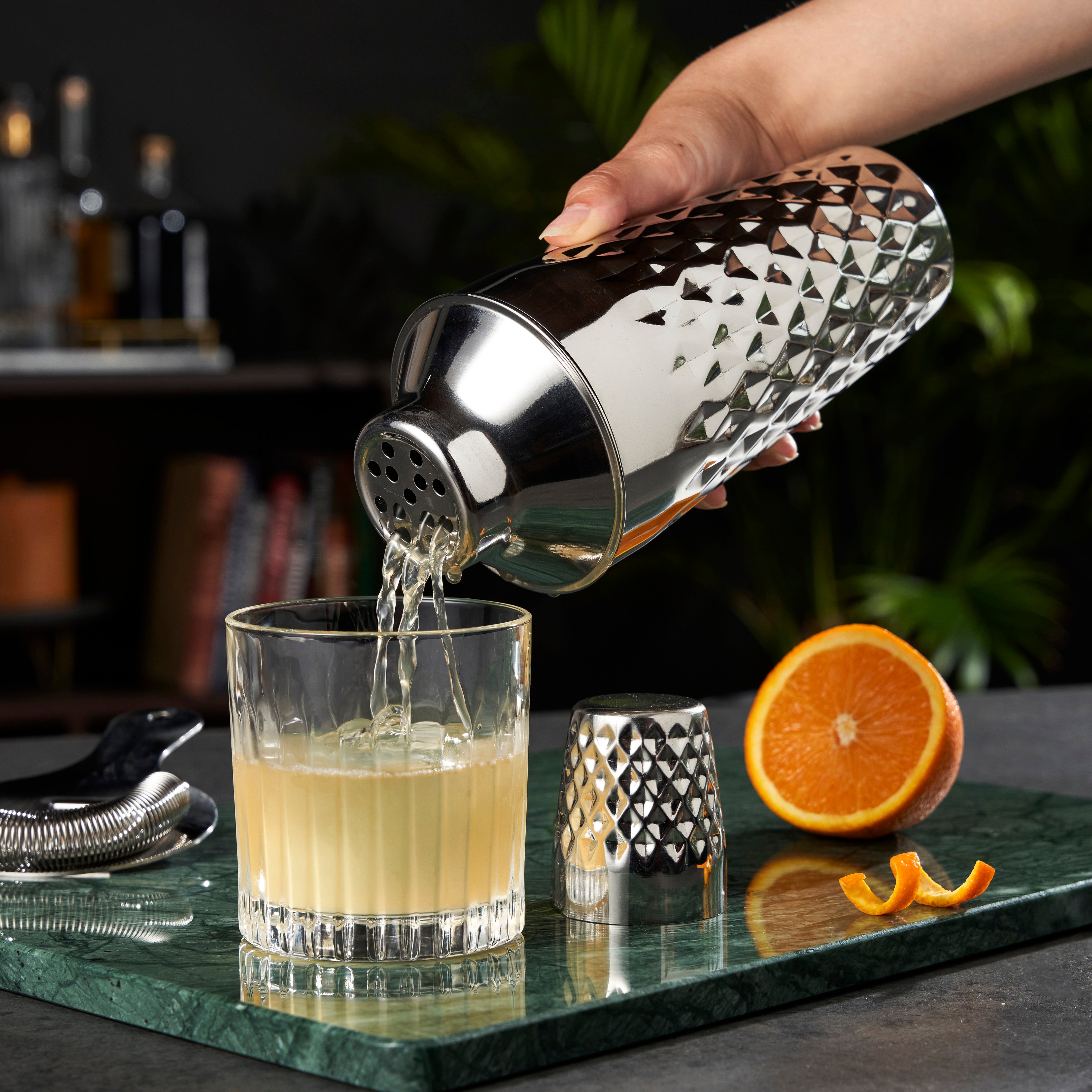 Premium Stainless Steel Cocktail Shaker Set - 24oz Bar Mixing Cup with Strainer & Lid - Perfect for Martini, Margarita, Whiskey Sour & Home Bartending