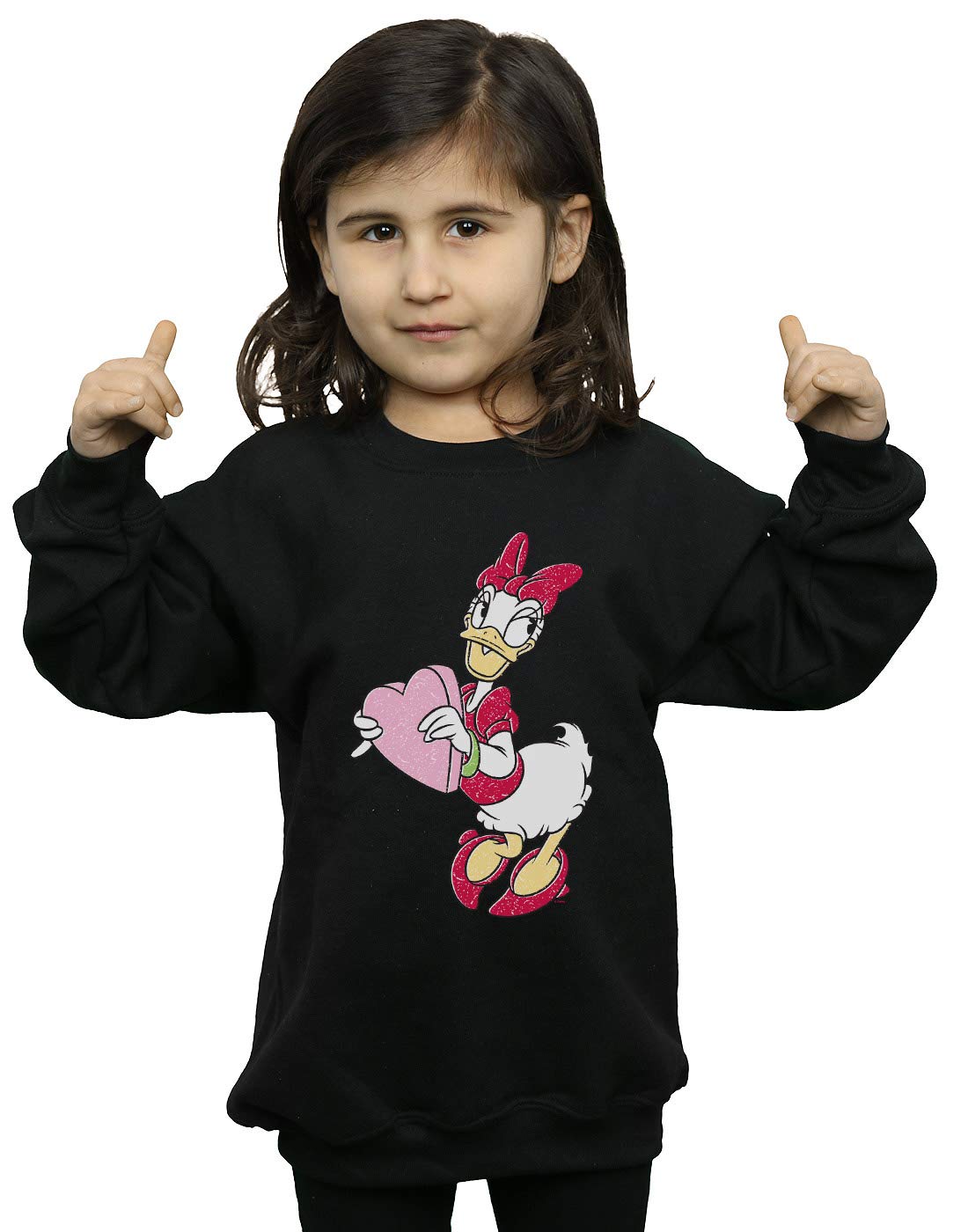 Disney Girls Daisy Duck Love Heart Sweatshirt - Cute Cartoon Graphic Hoodie for Kids & Toddlers - Perfect for Birthday Gifts, School Wear & Family Outings