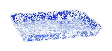 Crow Canyon Small Rectangle Enamel Tray - Blue Marble Design | Perfect for Serving, Organizing & Home Decor | Durable & Stylish Kitchenware