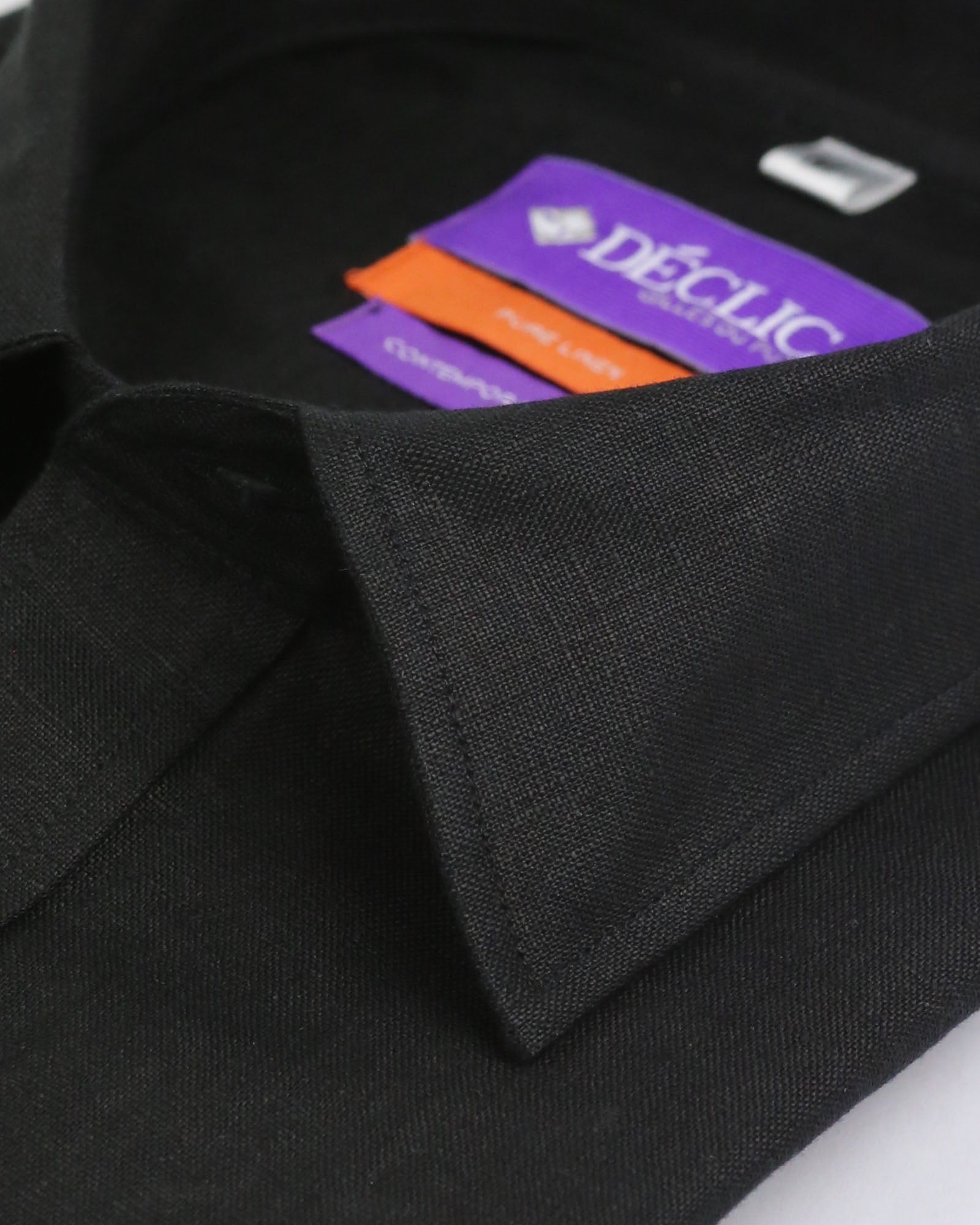 DÉCLIC Caldo Linen Shirt for Men - Breathable Black Casual Button Down Shirt for Summer, Travel & Office Wear