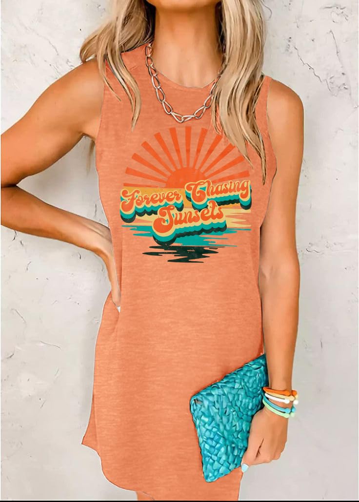 Women's Summer Sundress - Floral Graphic Sleeveless Beach Tank Dress, Casual Vacation Mini Dress for Pool Party, Beach Outing & Summer Travel