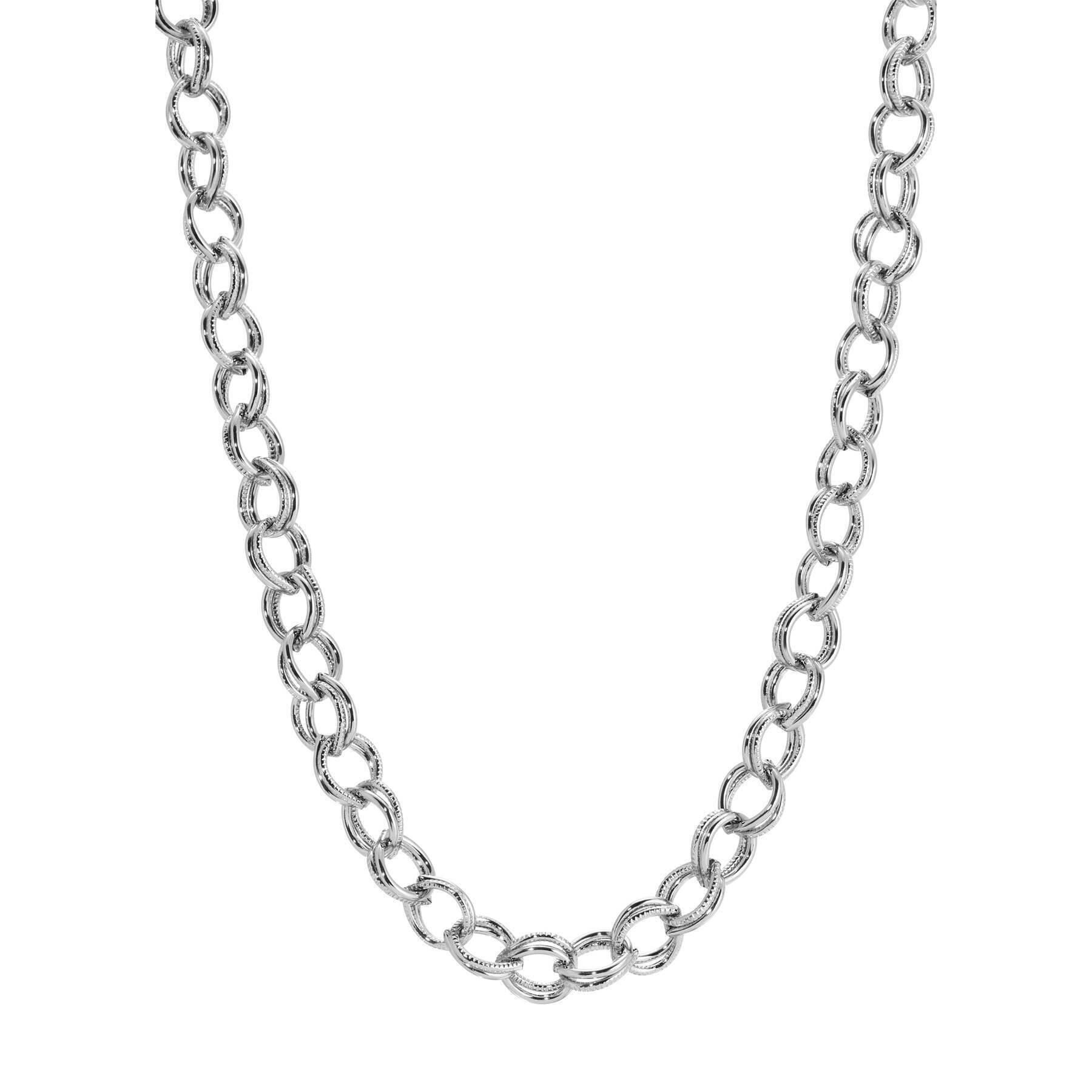 Vintage 1928 Jewelry Classic Knurled Oval Double Link Chain Necklace 16