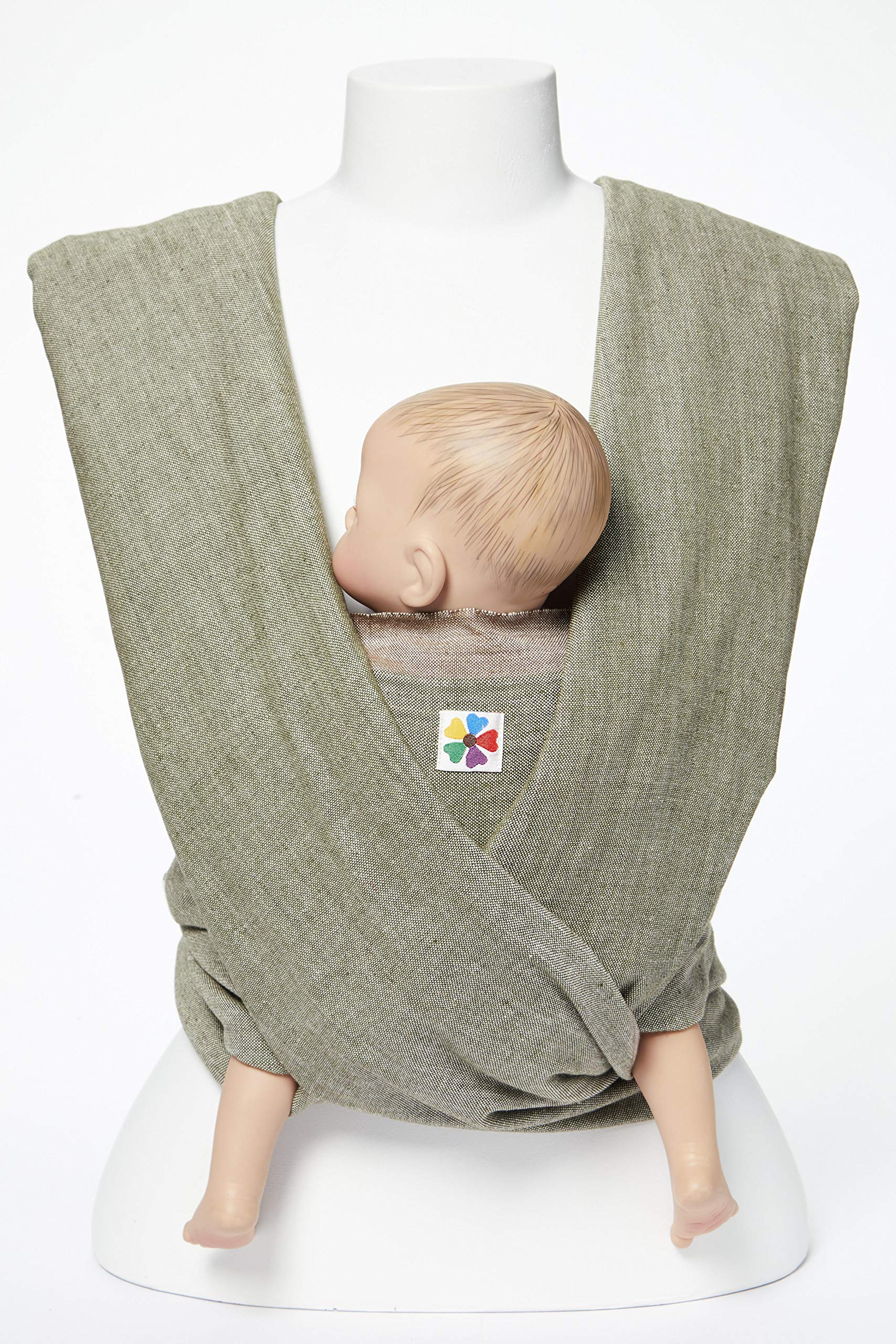 Organic Cotton Baby Wrap Carrier - Soft & Breathable Infant Sling for Newborns to Toddlers (0-24 Months) | Hands-Free Baby Wearing, Nursing Cover & Parent-Child Bonding | Perfect for Shopping, Hiking & Daily Errands (Olive Green)
