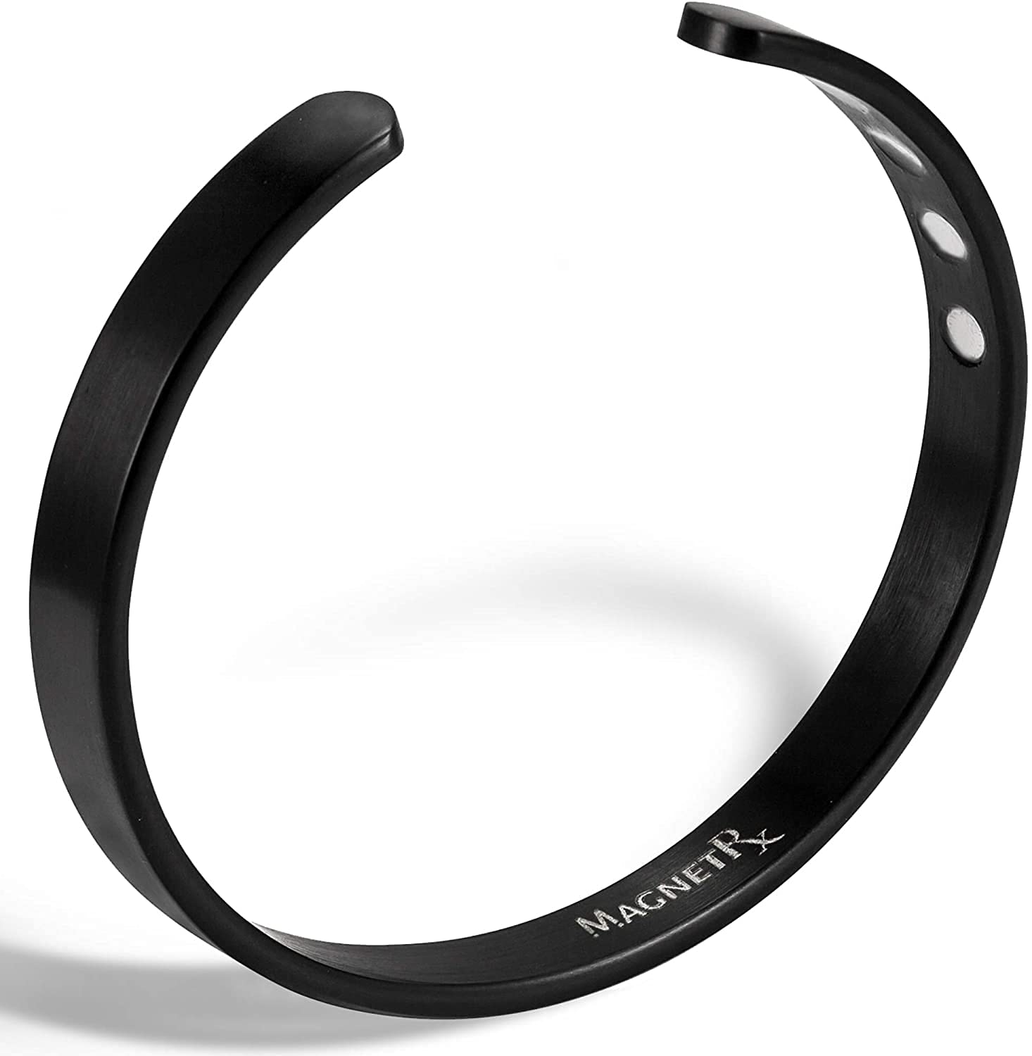 MagnetRX® Magnetic Bracelets for Men - Stylish Bangle for Golf, Tennis Elbow Pain Relief & Improved Balance - Adjustable Cuff Bracelet (Black, Large) - Perfect for Sports, Work & Daily Wear