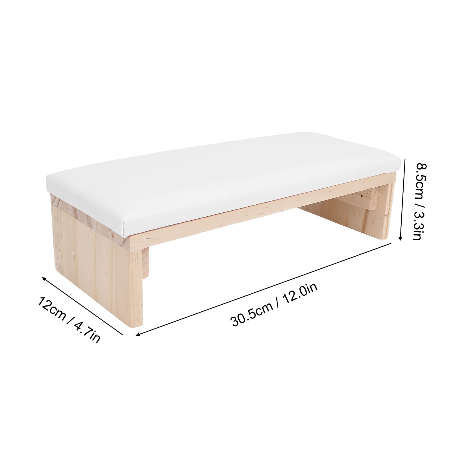 Professional Nail Arm Rest Cushion - Soft PU Leather Hand Pillow with Solid Wood Base for Nail Art Salon & Home DIY | Comfortable Support for Manicures, Pedicures & Nail Technician Work (White)