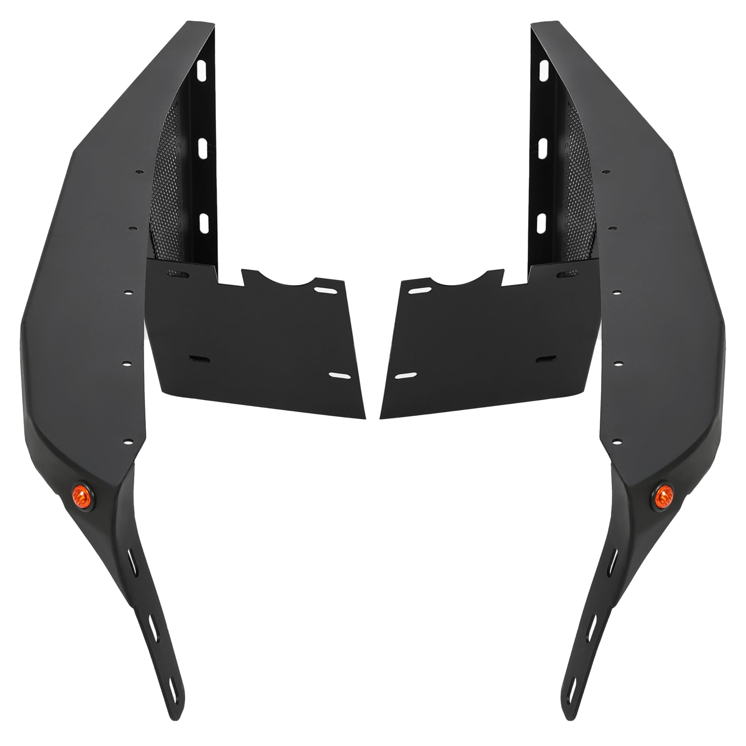 KUAFU 2-Piece Black Steel Front Fender with LED Lights for 1997-2006 Jeep Wrangler TJ - Wheel Cover Guards for Driver & Passenger Side | Off-Road Protection & Style Upgrade