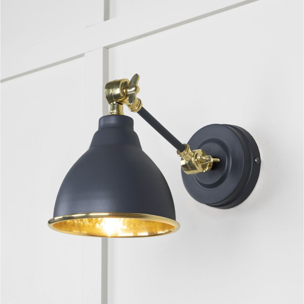 Hammered Brass Brindley Wall Light - Vintage Style Sconce in Multiple Finishes - Perfect for Bedroom, Living Room & Hallway Lighting