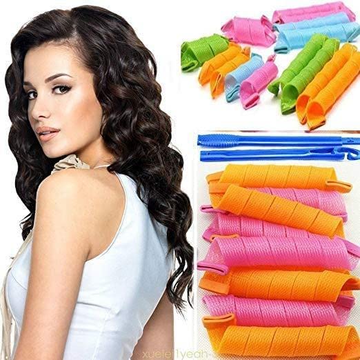 KYNA 18-Piece Magic Hair Roller Set with Styling Hooks | Heatless Curlers for Spiral Curls | No Heat Hair Curling Tool for Women & Girls (Assorted Colors) | Perfect for Overnight Styling & Damage-Free Curls