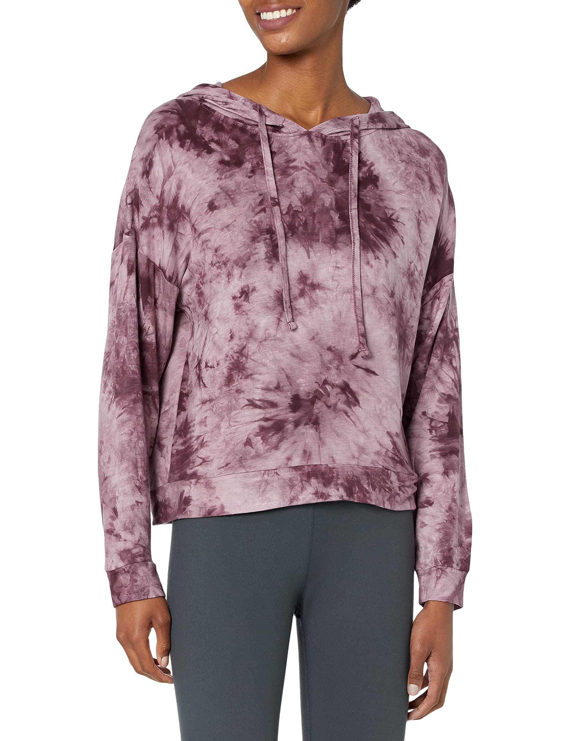 Danskin Women's Tie Dye Cropped Pullover Hoodie - Soft Comfortable Yoga Sweatshirt for Workout, Lounge & Casual Wear