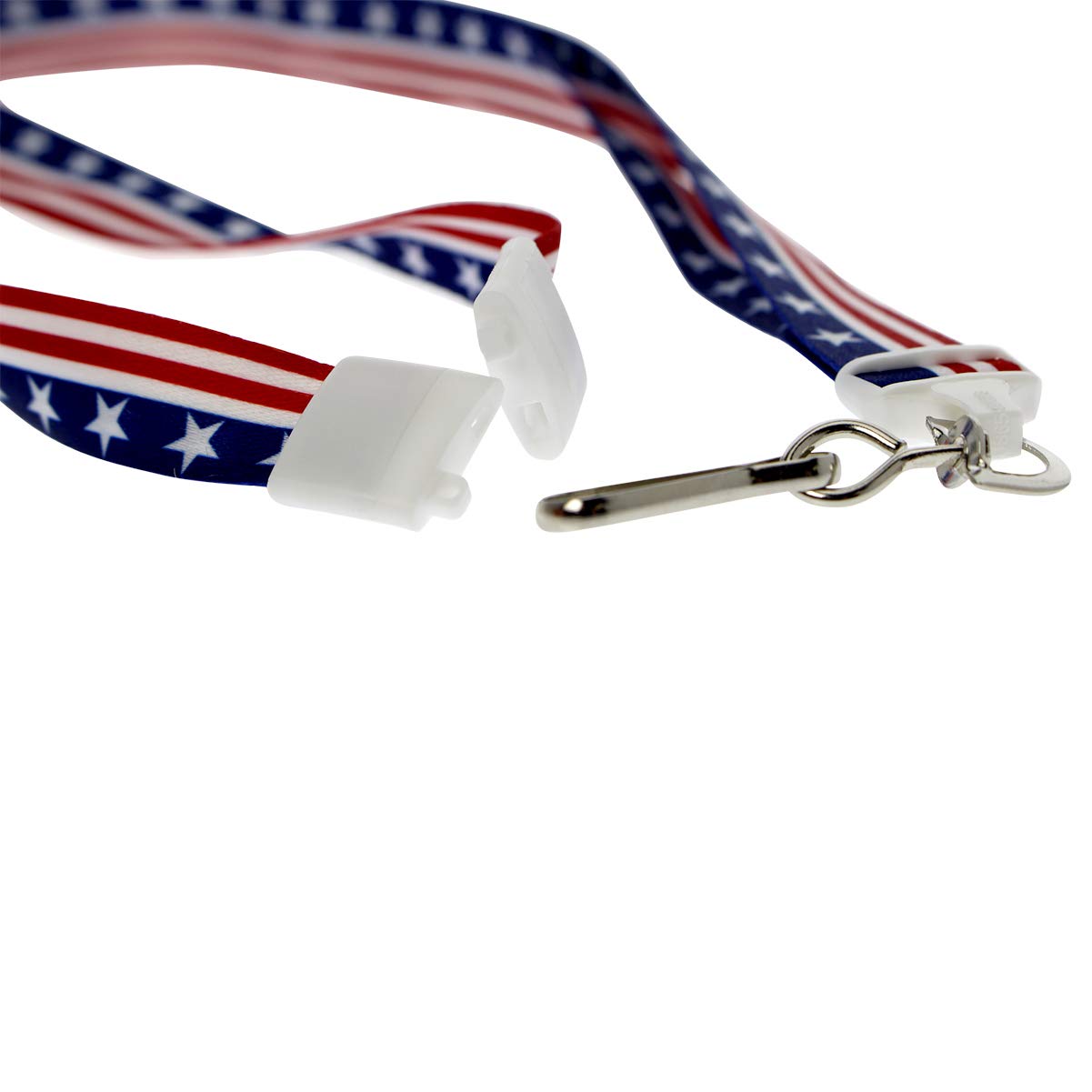 USA Flag Lanyard 100 Pack - Breakaway ID Badge & Key Holder for 4th July - Office, School, Events
