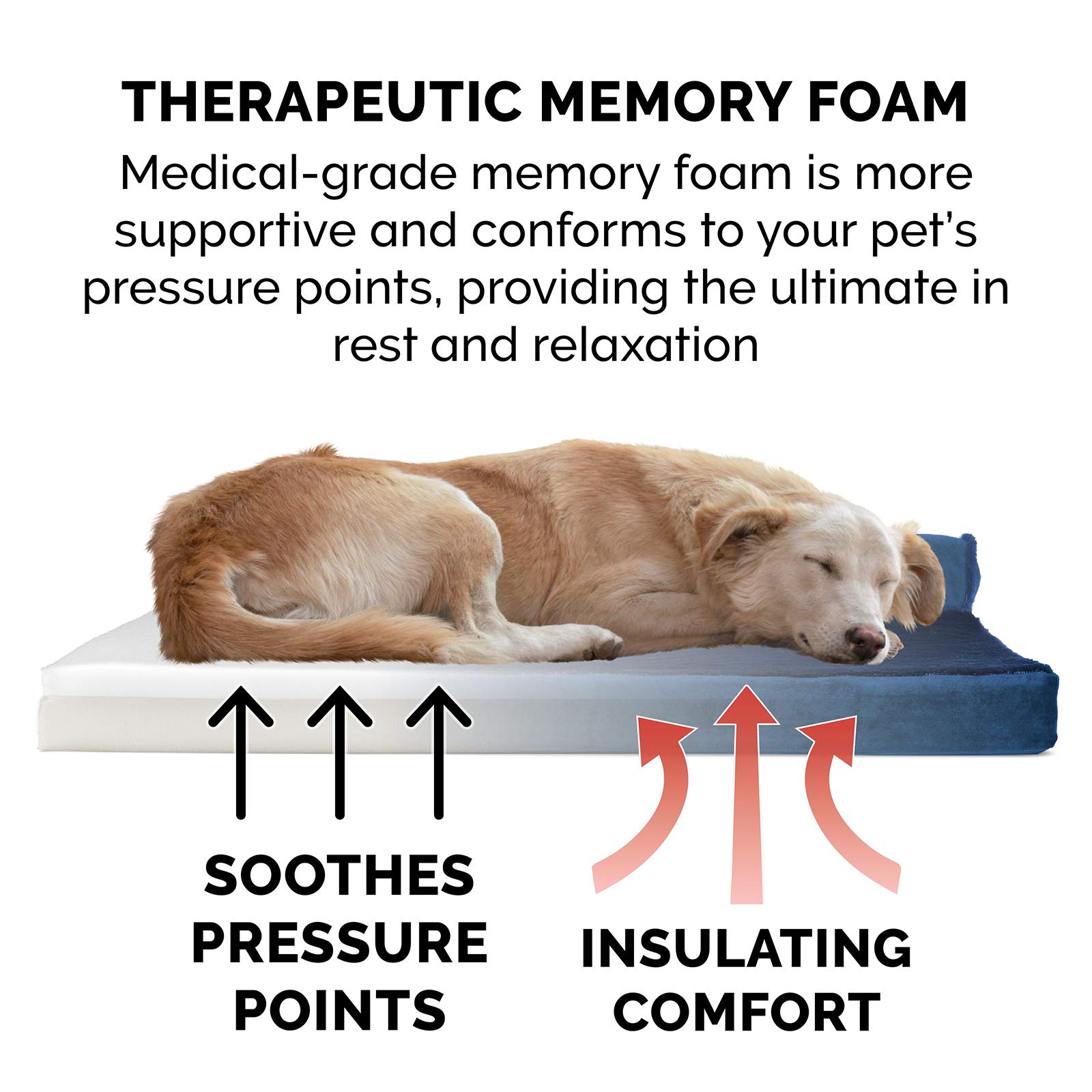Furhaven Memory Foam Dog Bed for Small & Medium Dogs - Removable Bolsters & Machine Washable Cover - Plush Velvet L-Shaped Chaise Lounge - Supports Pets Up to 35 lbs - Deep Sapphire Blue - Perfect for Living Room, Bedroom or Pet Nursery
