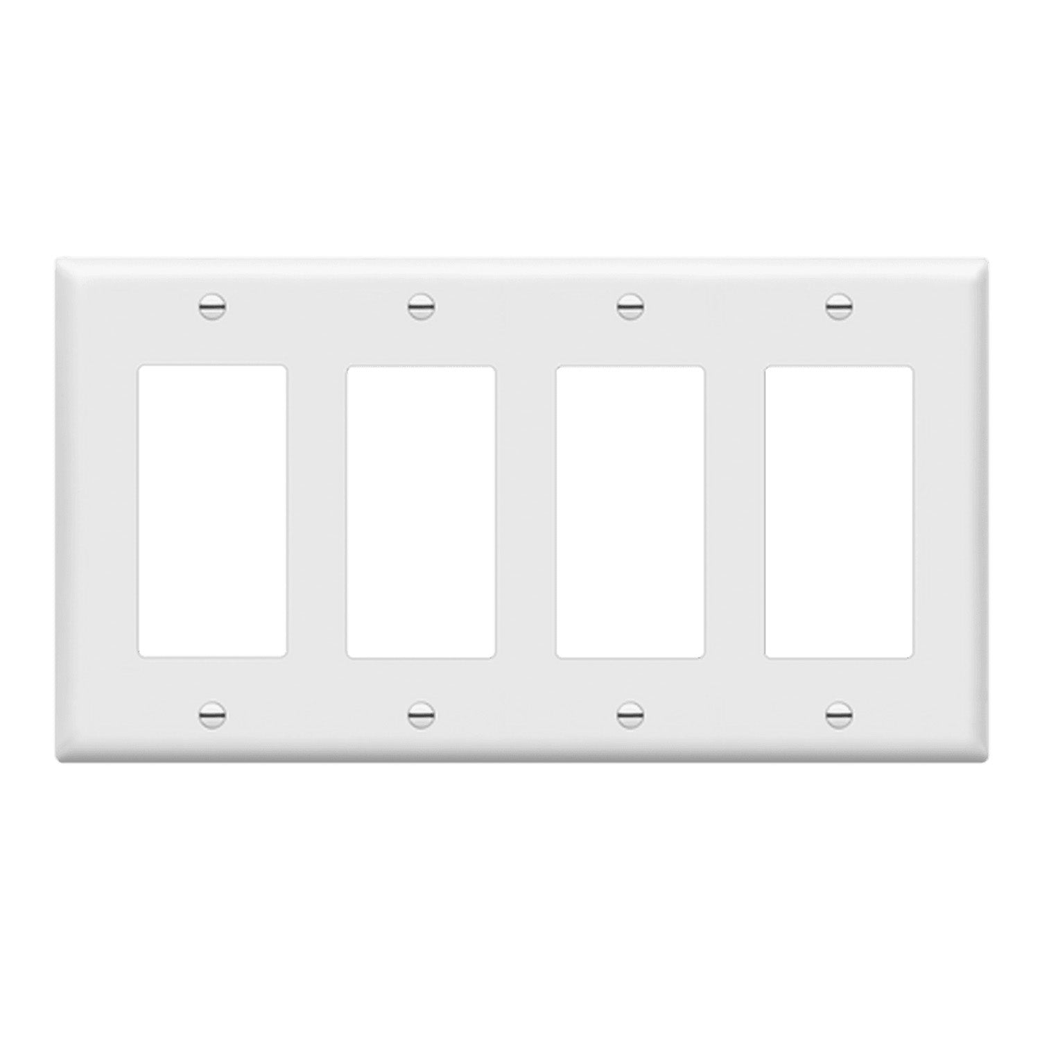 4 Gang Decorator Rocker Wall Plate - White Electrical Outlet Cover for Home & Office - Perfect for Living Rooms, Bedrooms and Kitchens