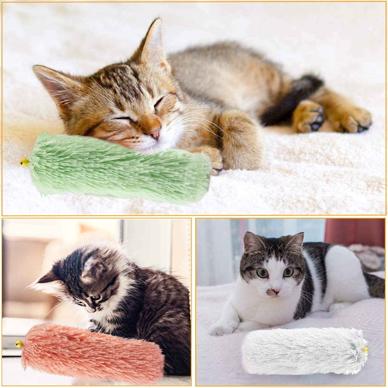 iZiv 3 Pack Catnip Toys for Cats - Interactive Kitten Toys with Catnip, Bell & Soft Sticks | Fun Playtime for Indoor Cats | Perfect for Play, Exercise & Stress Relief