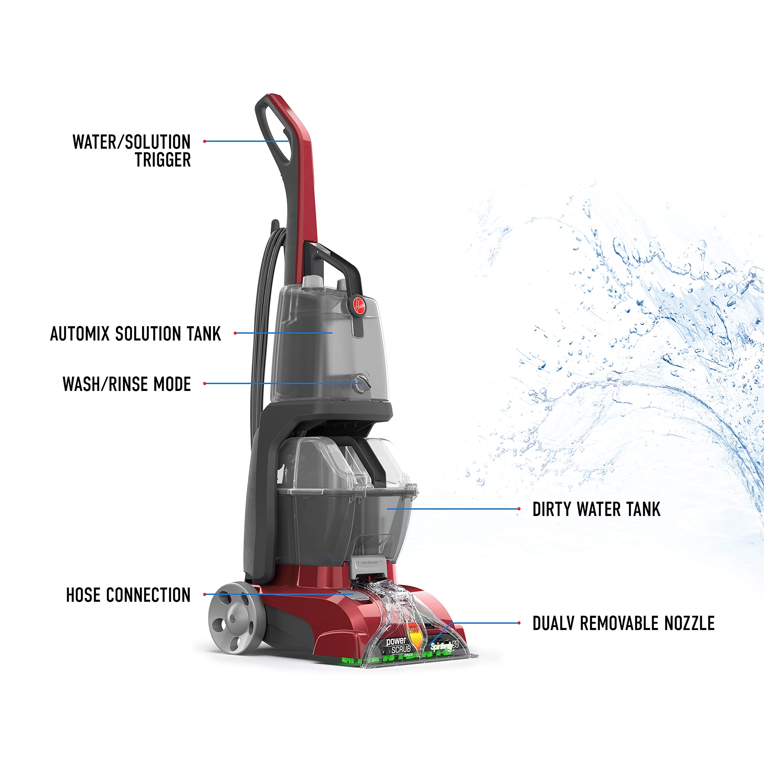 Hoover PowerScrub Deluxe Carpet Cleaner Machine FH50150NC with 64 oz Carpet Cleaning Solution - Deep Cleaning Carpet Shampoo for Pet Hair, Stains & Odors - Perfect for Home, Office & High-Traffic Areas