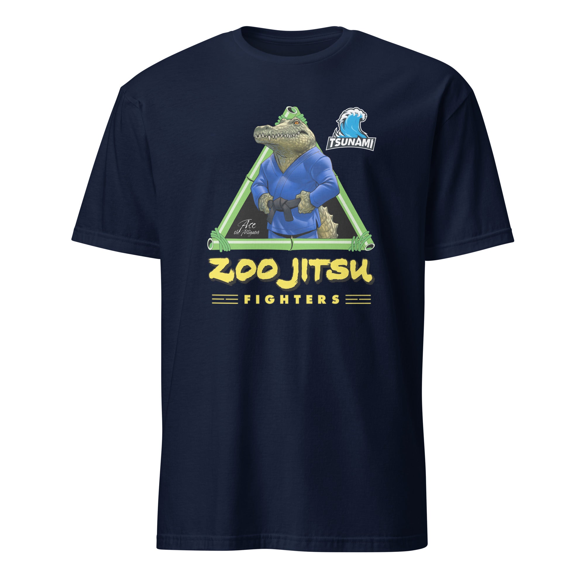 Zoo Jitsu Fighters Alligator Print Unisex Short Sleeve T-Shirt - Funny Animal Martial Arts Graphic Tee for Men & Women - Perfect for Gym, Casual Wear & Gifts