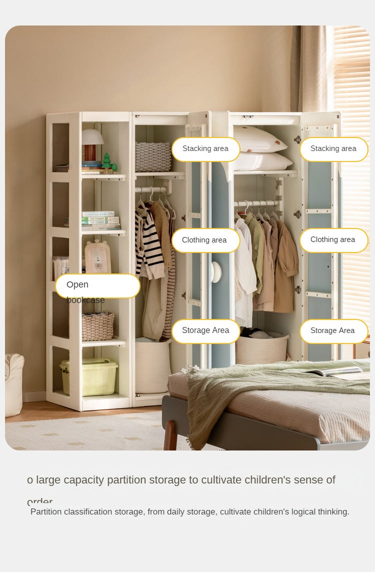 Pine Solid Wood Kids Wardrobe - Durable & Stylish Storage for Bedroom, Nursery, or Playroom - Perfect for Organizing Clothes, Toys & Accessories