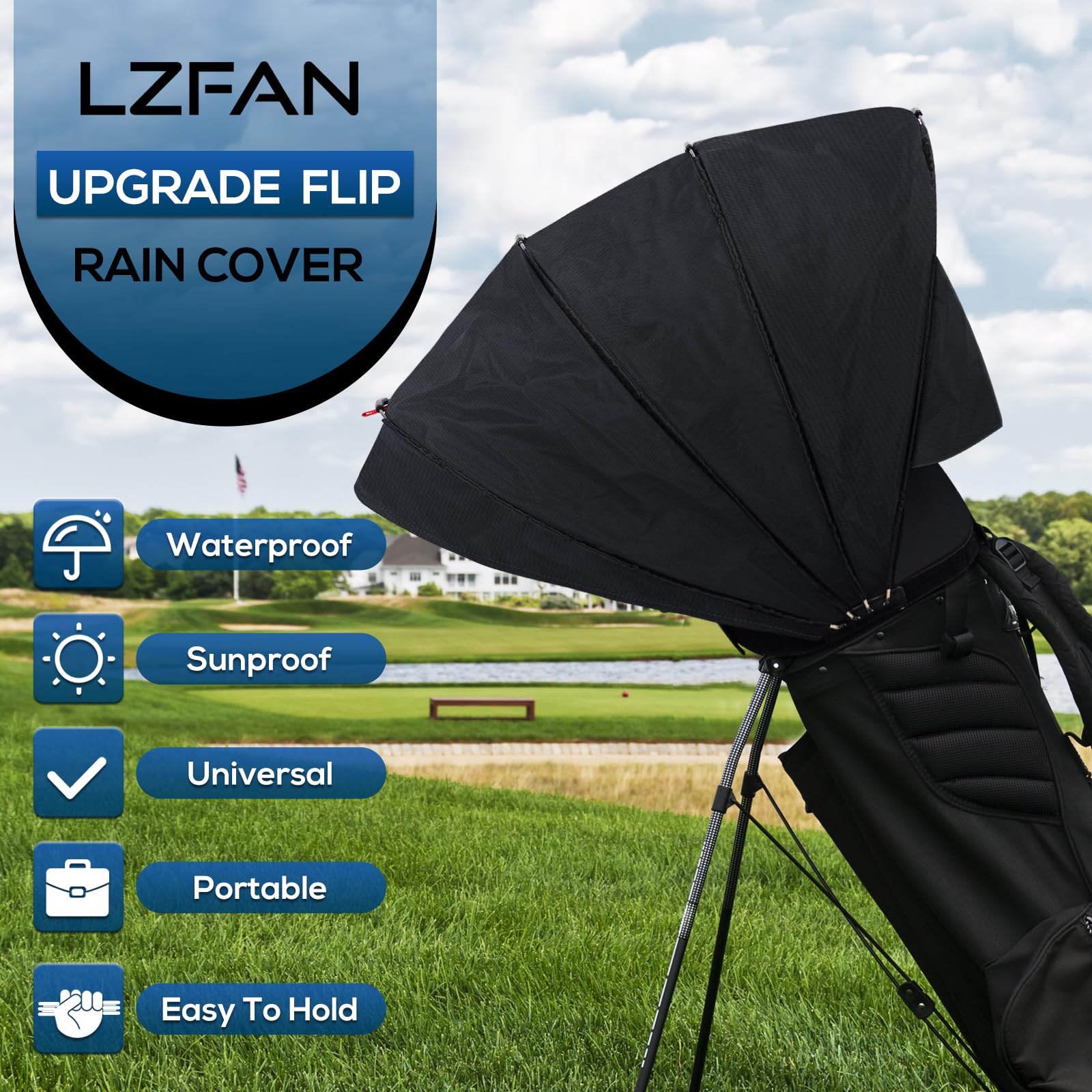 **Waterproof Golf Bag Rain Cover - All Weather Protection with Upgraded Honeycomb Fabric, Dustproof & Easy Access Hood for Golf Clubs - Perfect for Rainy Days & Outdoor Golfing**