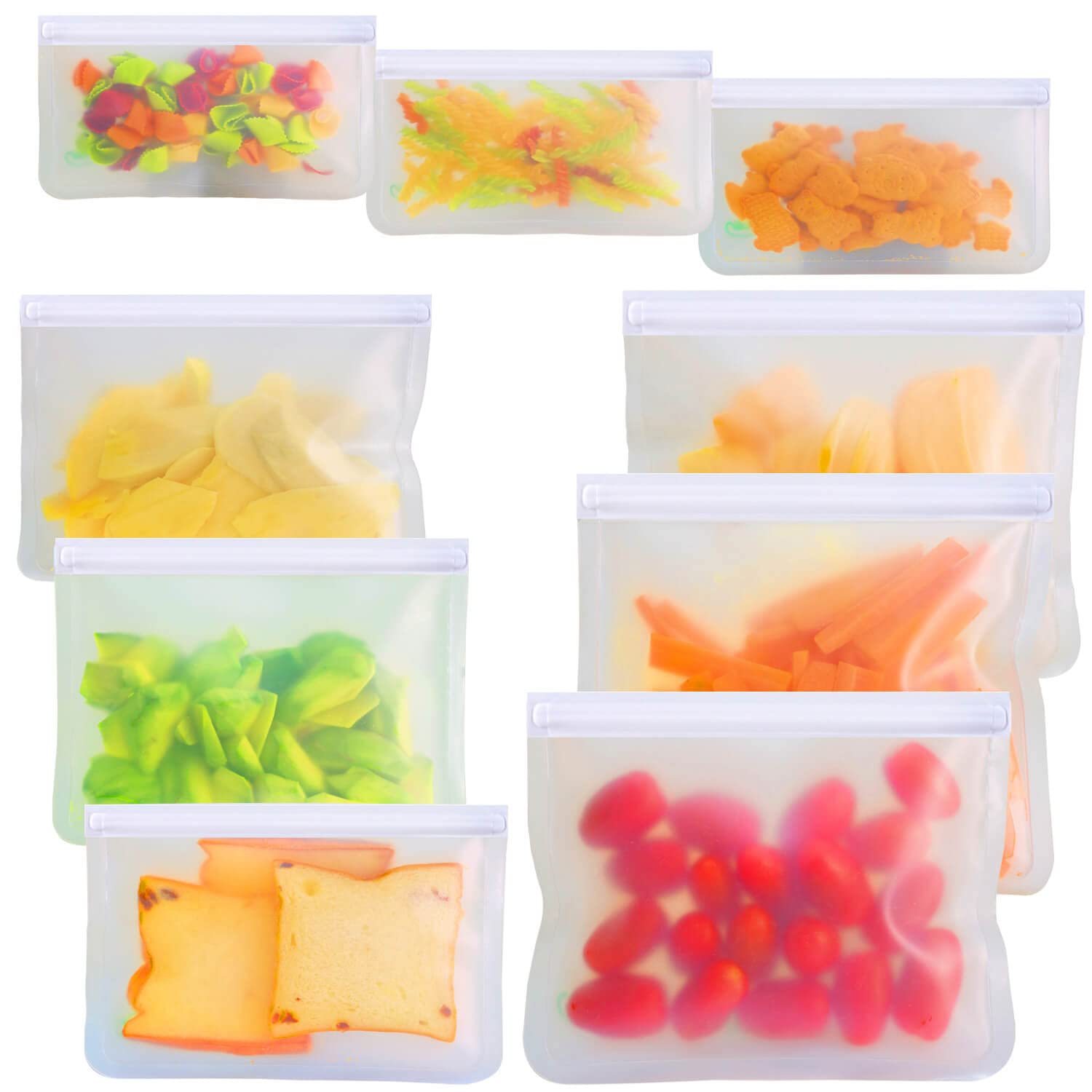 Premium Reusable Storage Bags Set of 9 | Eco-Friendly Freezer & Lunch Bags | Extra Thick 0.4