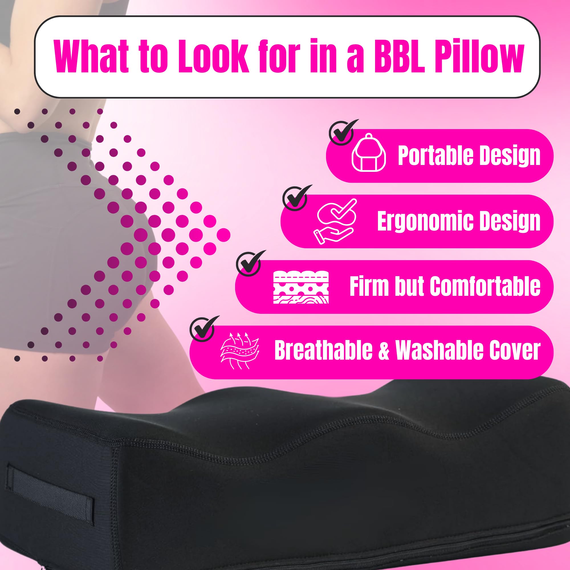 Post-Surgery BBL Pillow with Lipo Foam Board & Ab Board - Soft Butt Cushion for Liposuction Recovery - Comfortable Booty Pillow for Sitting After BBL Surgery - Perfect for Home, Office & Travel Use