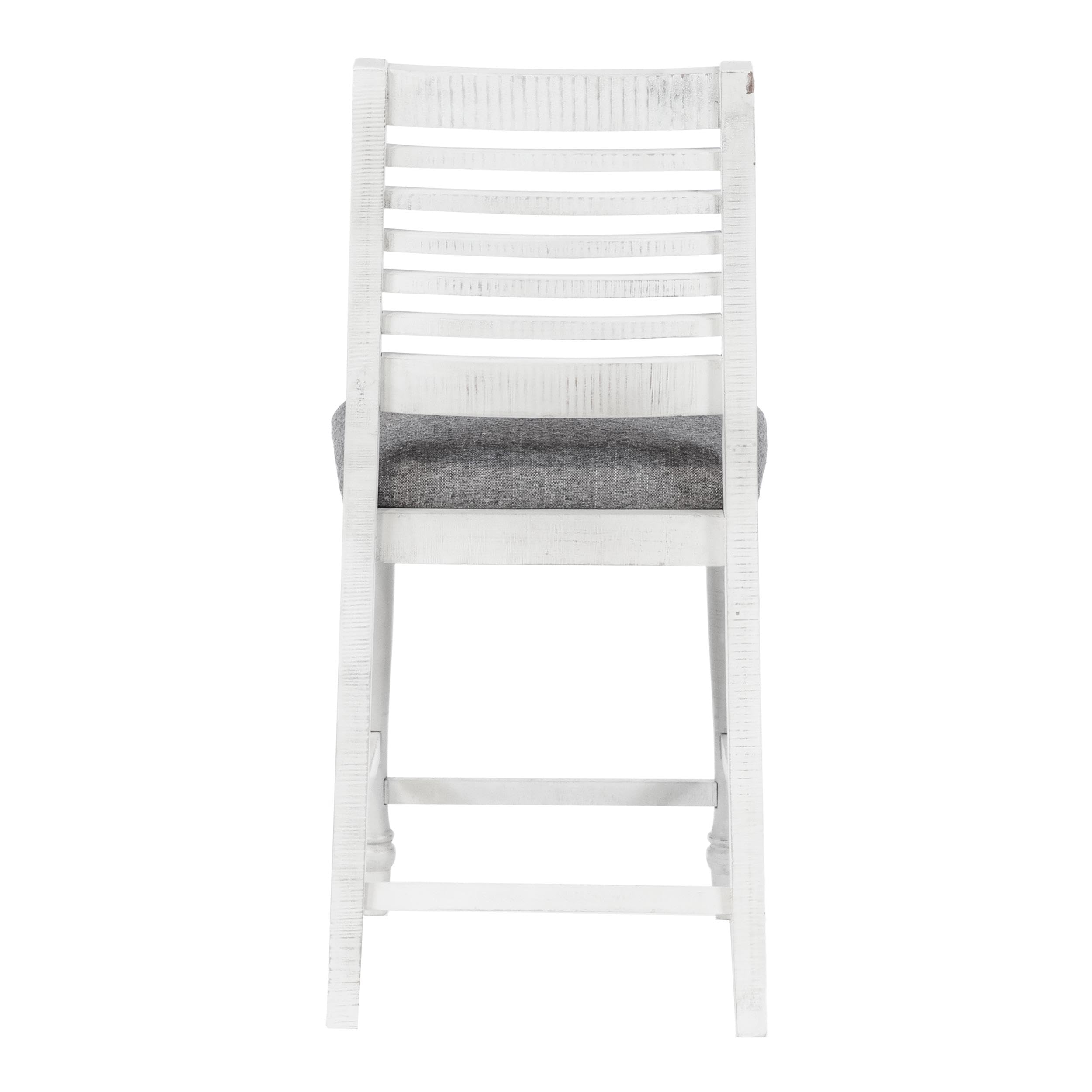 Furniture of America Treon Wood Padded Counter Height Bar Stools - Set of 2 Antique White Kitchen Island Chairs for Dining Room & Breakfast Nook