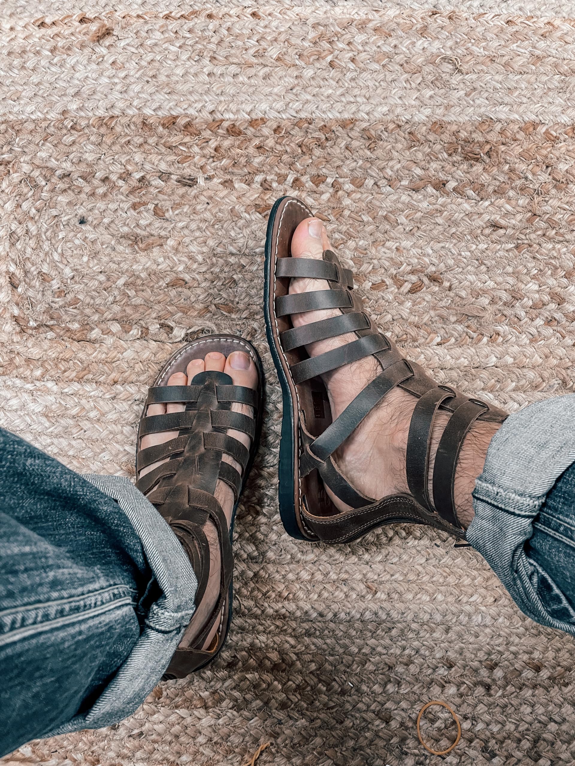Authentic Men's Gladiator Leather Sandals - Handcrafted Greek Spartan Sandals in Premium Brown Leather | Size 10 | Perfect for Cosplay, Historical Reenactments & Summer Fashion