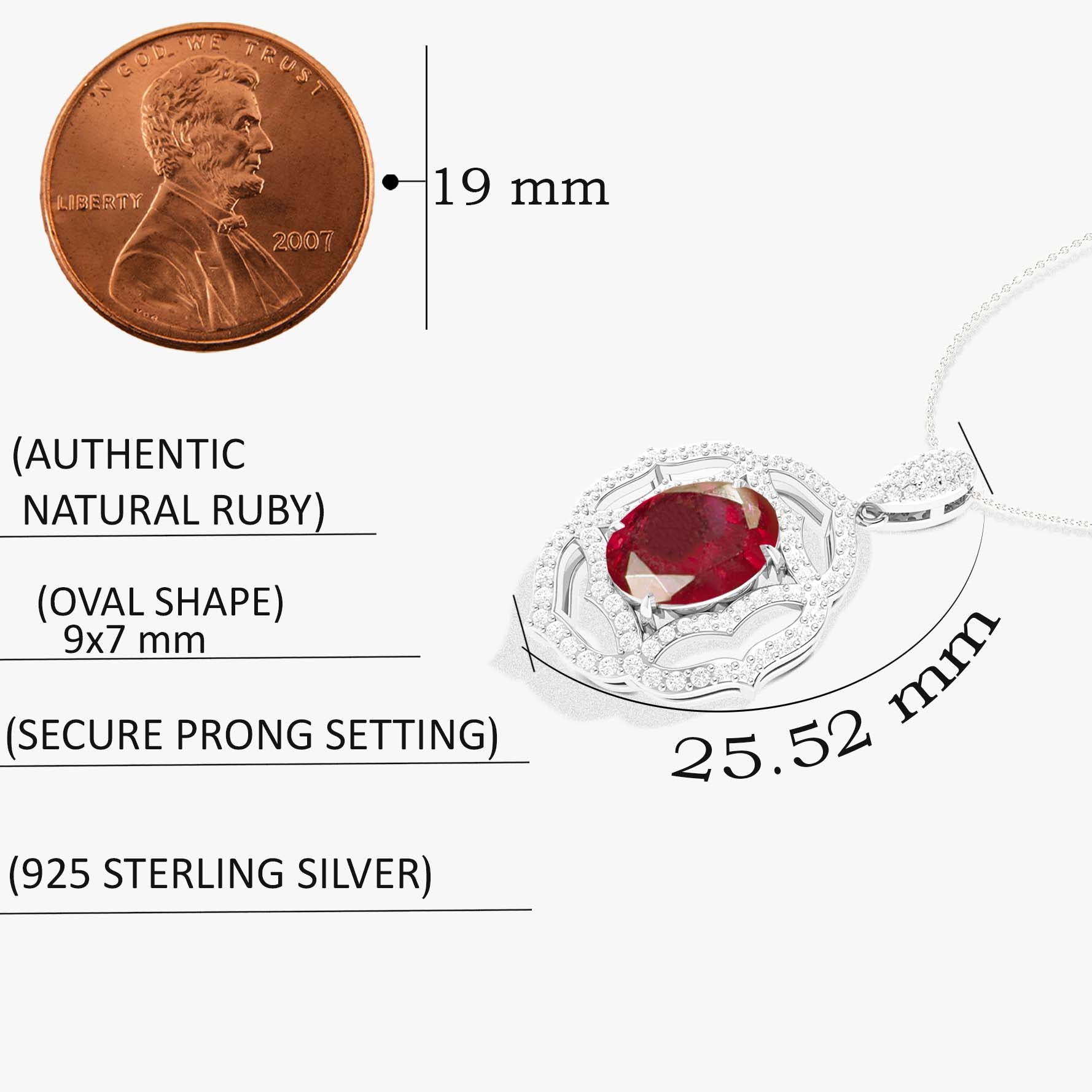 Natural Red Ruby Gemstone Charm Pendant Necklace for Women - Elegant Jewelry Gift for Birthday, Anniversary & Valentine's Day | Handcrafted Sterling Silver 925