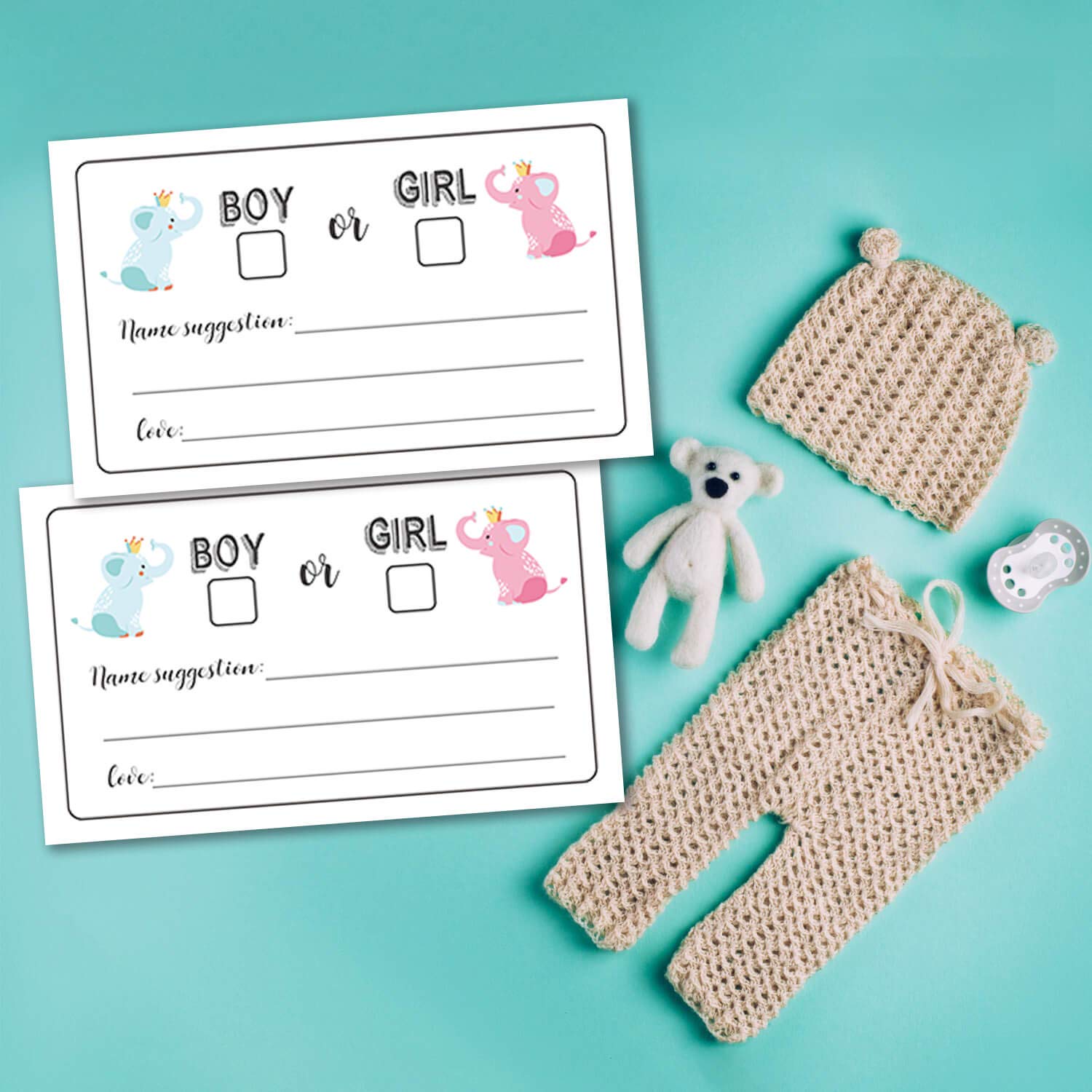 50-Pack Gender Reveal Voting Cards for Baby Shower Party Games - Boy or Girl Prediction Cards (3.5