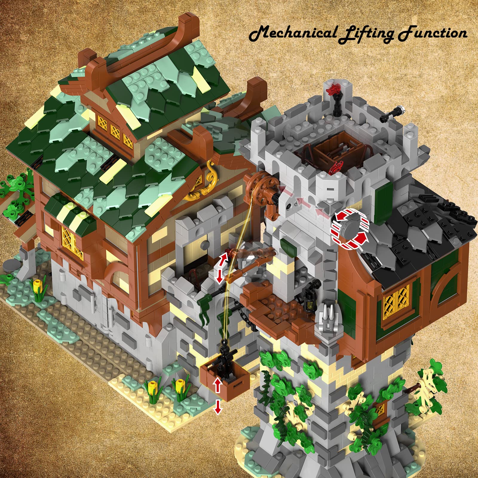 JMBricklayer Medieval Stables & Guard Tower Building Set - 30107 Pieces, Modular Castle Display for Adults & Teens 14+, Creative Gift for Collectors & DIY Enthusiasts | Perfect for Home Decor, Medieval-Themed Displays & Educational STEM Activities