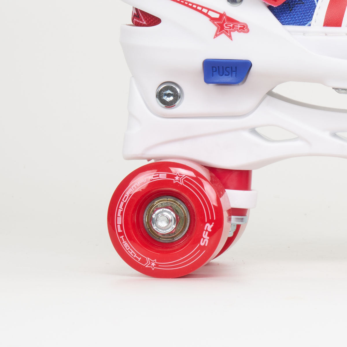 SFR Spectra Junior Adjustable Quad Skates for Kids - Blue & Red Roller Skates for Indoor & Outdoor Fun, Birthday Gifts, and Roller Rink Parties