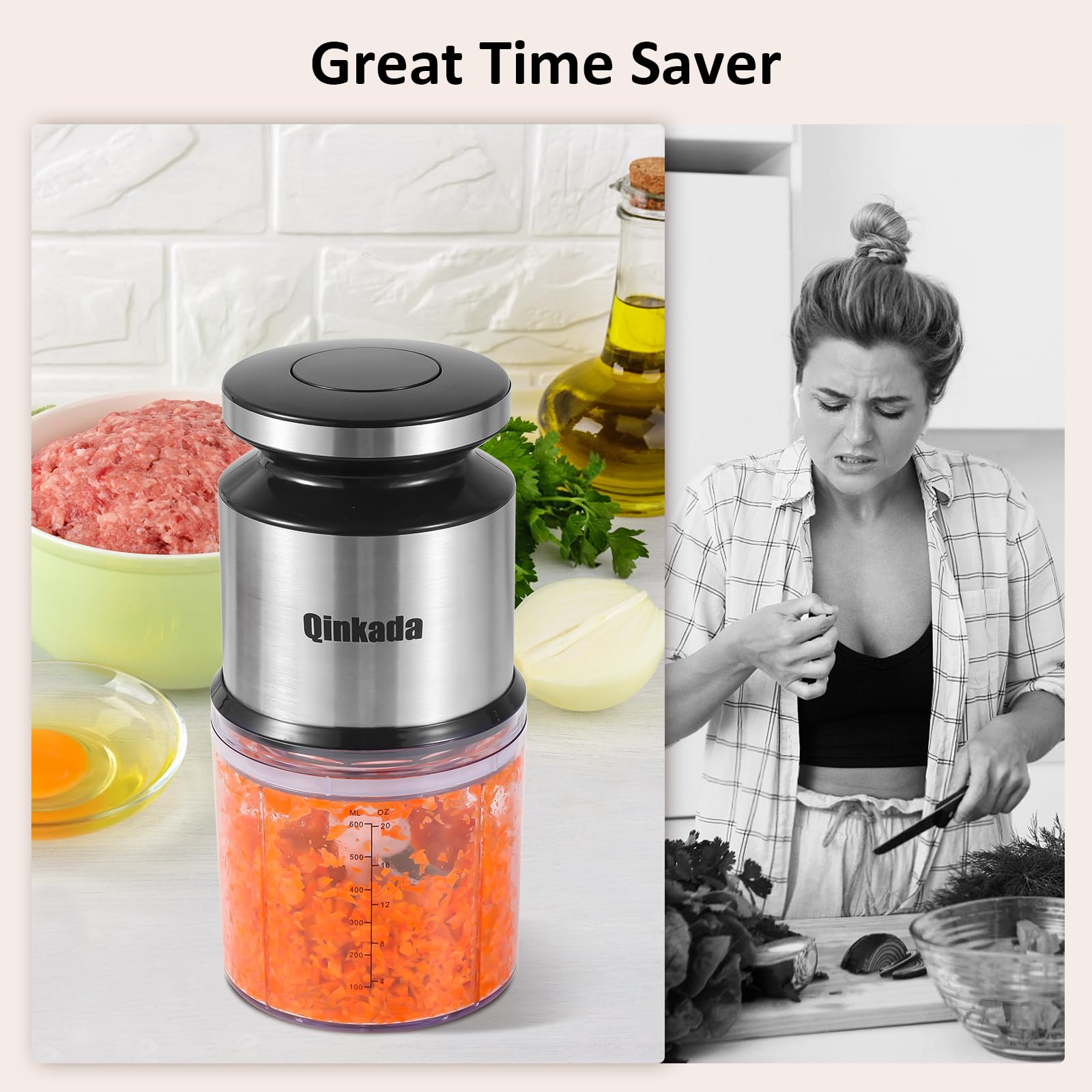 **Mini Food Processor 2.5 Cup (600ml) 400W Electric Blender & Chopper for Baby Food, Fruits, Vegetables, Meat – Perfect for Purees, Smoothies & Meal Prep (Silver)**    *(Ideal for busy parents, healthy eaters, and home chefs – great for making baby food, smoothies, dips, sauces, and quick meal prep!)*