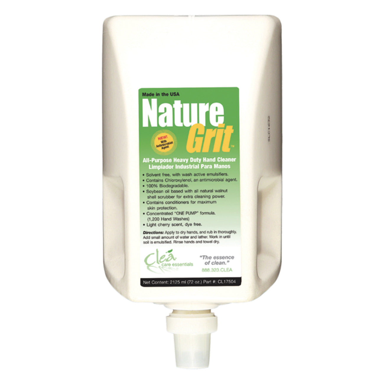 Cleá Nature Grit Heavy Duty Hand Cleaner - Industrial Strength All-Purpose Hand Soap for Mechanics, Gardeners & DIY Enthusiasts - Removes Grease, Oil & Tough Stains