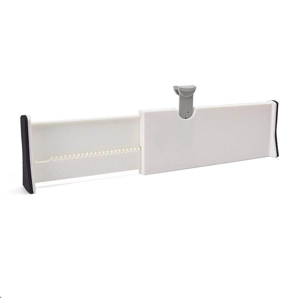 Expandable White Kitchen Drawer Organizer Dividers - Adjustable Storage Containers for Bedroom, Bathroom & Office Organization - Perfect for Utensils, Makeup & Stationery Storage