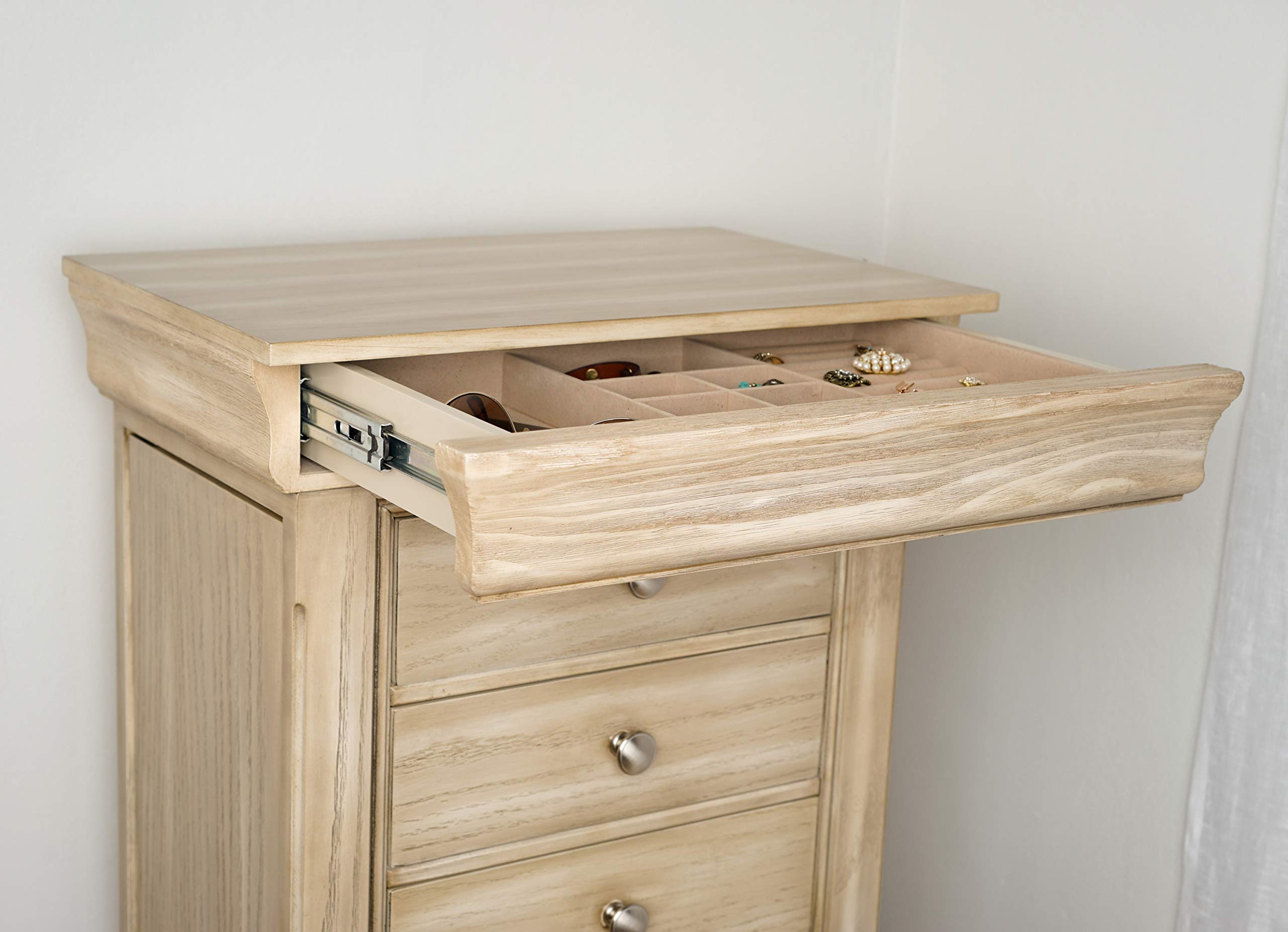 Haley Jewelry Storage Armoire for Necklaces, Rings & Earrings - Hives and Honey Taupe Organizer | Perfect for Bedroom, Closet & Travel Jewelry Organization