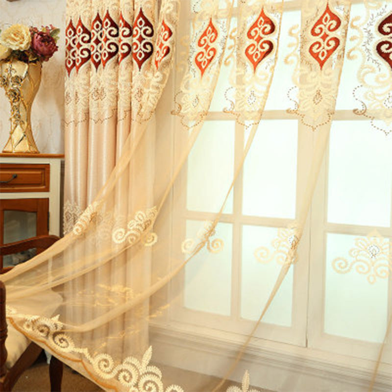 Phoebe Two Layer Luxury Embroidery Blackout Thermal Custom Curtains - Soundproof & Energy Efficient Window Treatments for Bedroom, Living Room & Home Theater