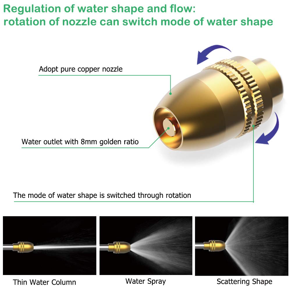 Heavy Duty Brass Garden Hose Nozzle - High Pressure 360° Rotating Metal Spray Gun for Car Washing, Outdoor Gardening, Pet Bathing & Patio Cleaning | Durable Water Flow Adjuster for Lawn Care, Plant Watering & Home Cleaning
