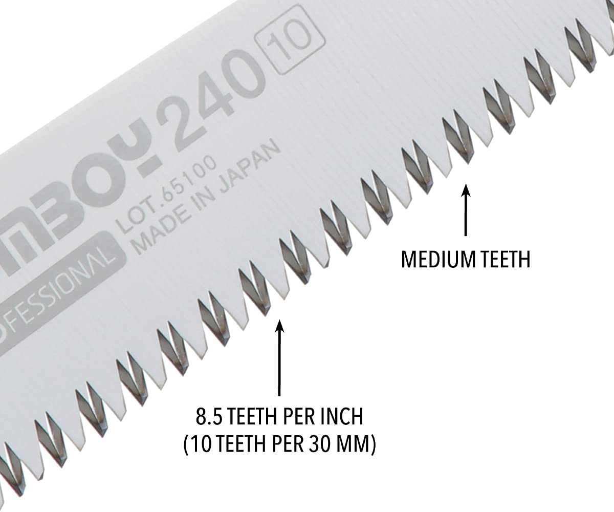 Silky GomBoy Professional 240mm Folding Saw with Medium Teeth (121-24) - Perfect for Camping, Woodworking & Outdoor Survival