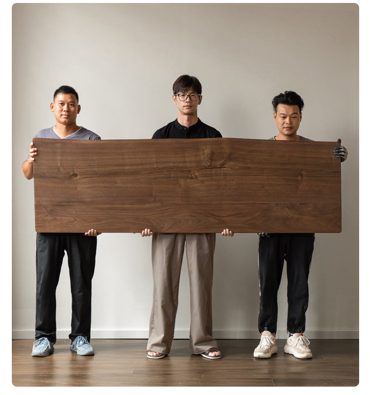 Black Walnut Solid Wood Bed Frame - Wabi Sabi Style Minimalist Bedroom Furniture for Zen & Japandi Home Decor
